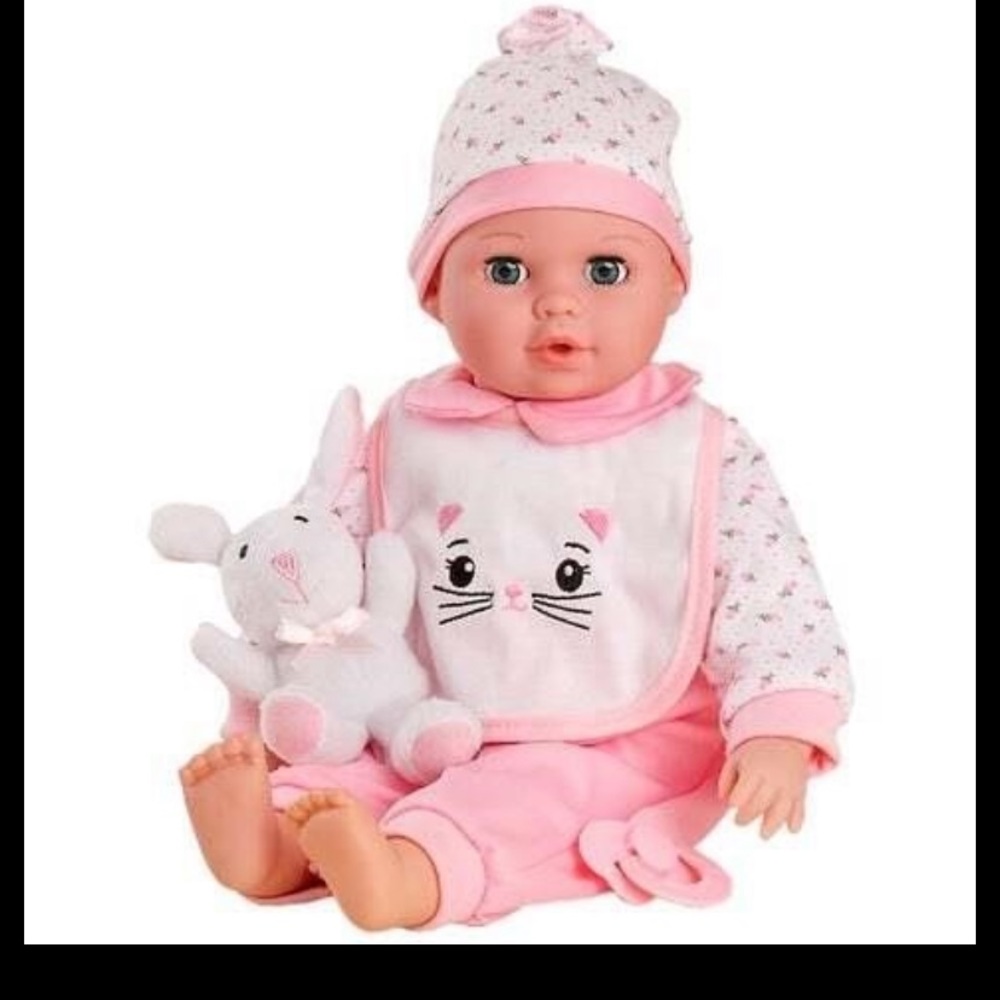 BABY ELLIE. Ready with her Bunny outfit and bunny stuffy. Brand New in box